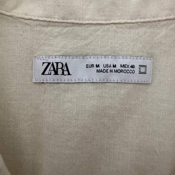 Zara Men Retro Inspired Crochet Knit Button Up Shirt Short Sleeve Cotton Blend M - Picture 12 of 16